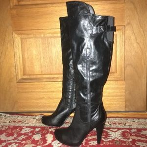 Thigh High Black Leather Boots